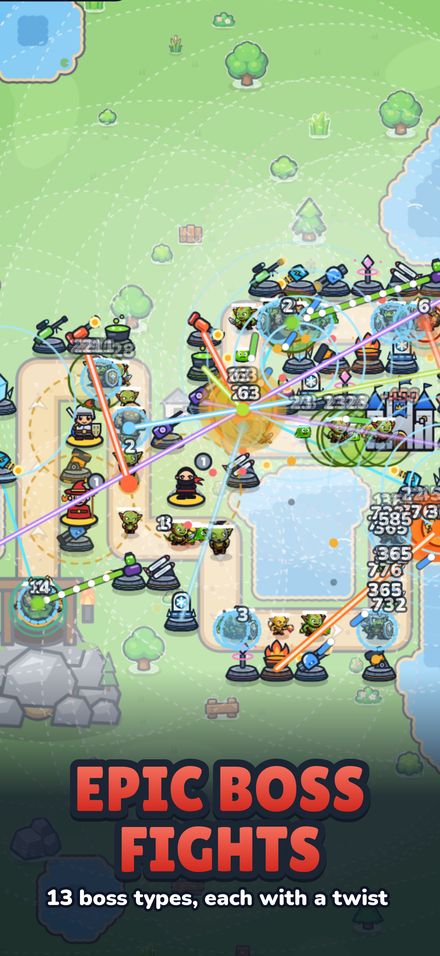 Screenshot: a boss wave