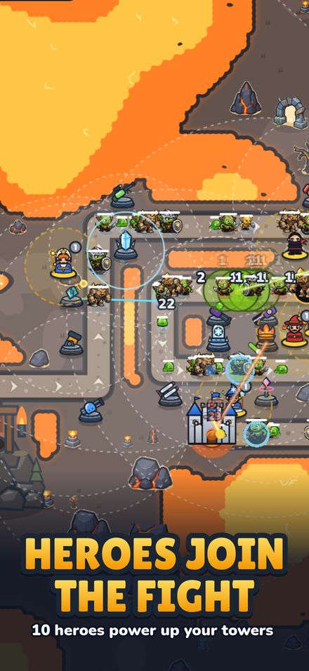 Screenshot: heroes boosting towers