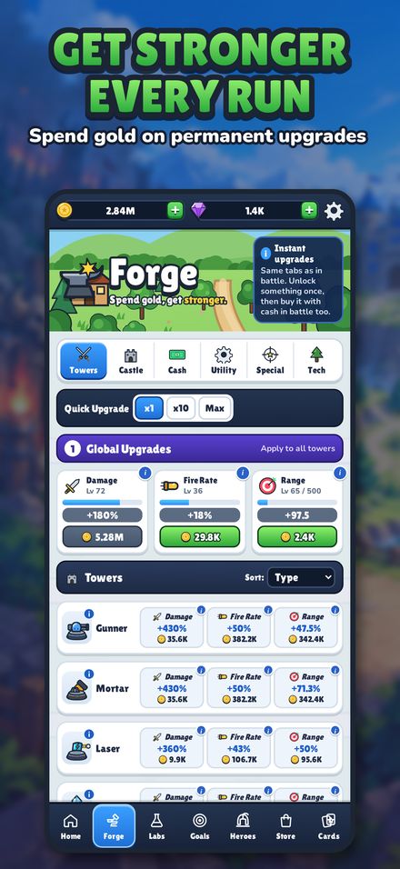 Screenshot: Forge upgrades
